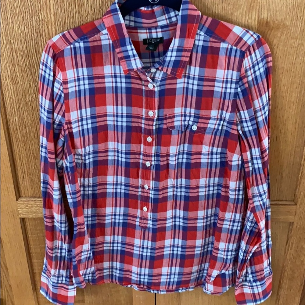 Women’s S J. Crew Long-Sleeved Plaid Button Down